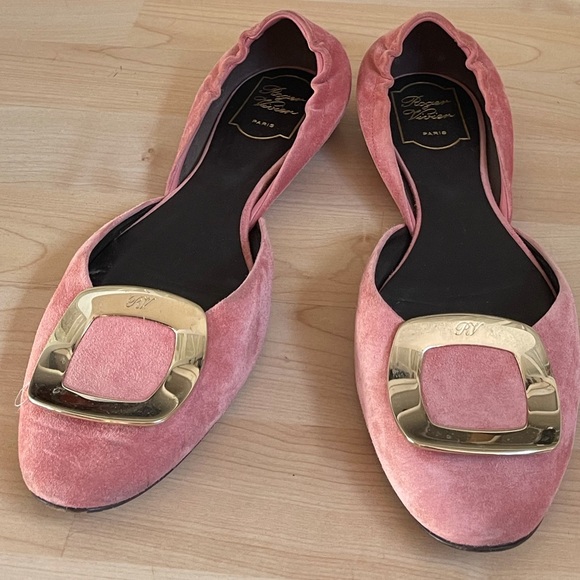 Authentic Roger Vivier Trompette Dorsay Metal Buckle Ballerinas